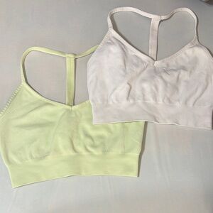 Yogalicious Ribbed Bralette Set in White and Light Green